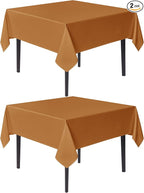 sancua Thanksgiving Square Tablecloths 54x54 Inch Bronze, 2 Pack - Fabric Fall Table Cloth for Square or Round Tables, Washable Polyester Table Cover for Dinner, Holiday Party, Display Tables