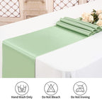 12 Pack Sage Green Satin Table Runner,12 x 108 inch Long Premium Smooth Table Runner for Wedding, Banquets, Birthday, Party, Graduation, Engagements, Table Runners fit Rectangle and Round Table