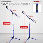 5 Core Tripod Mic Stand Floor Adjustable 18 to 72 Inches Sturdy Boom Arm Holder Microphone Stands Pedestal Para Microfono for Singing - MS 080 SKY D-BLU