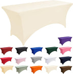 2-Pack 4ft Spandex Table Covers for Rectangular Folding Tables - Wrinkle Resistant Stretch Tight Table Cloths - Ultimate Fitted Table Protector for Parties, Banquet, and Wedding