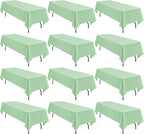 12 Pack 60 x 126 Inch Rectangle Tablecloth Sage Green Polyester Tablecloth for 8 Ft Rectangle Tables, Washable Fabric Table Cloth for Wedding Dining Table Buffet Parties Camping