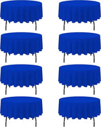 BRILLMAX 8 Pack Royal Blue Round Tablecloths 90 Inch - Circle Bulk Linen Polyester Fabric Washable Table Cloth Cover for Wedding Reception Banquet Birthday Party Buffet Restaurant