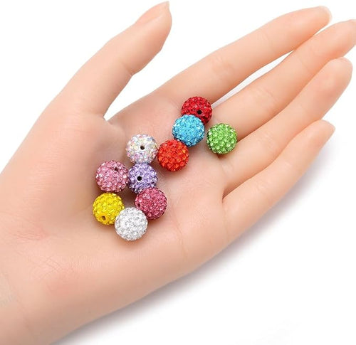 100pcs Adabele Grade A Suncatcher Crystal Rhinestone Pave Loose Beads 12mm Peridot Green Polymer Clay Disco Ball Spacers Compatible with Shamballa All Craft Jewelry Making DB12-16