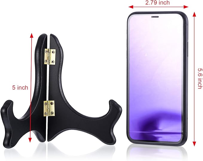 Tatuo 4 Pack Black Wooden Display Stand Plate Stands (5 Inch, Black)