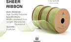 Vitalizart Sage Green Ribbon Organza Sheer Ribbon 1 inch x 30 Yd Handmade Fabric Ribbons for Gift Wrapping Christmas Tree Crafts Bows Wedding Invitations Wreaths Wrap