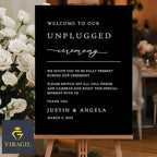 Modern Unplugged Wedding Yard Sign – Custom Name & Date – Printed on Acrylic or Corrugated Plastic