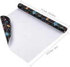 WRAPAHOLIC Kraft Wildflower Wrapping Paper - Mini Roll - 17 Inch x 16.5 Feet - Black Floral Wrapping Paper for Wedding, Birthday, Wedding, Bridal Shower, Drawer Liners, Tea Party