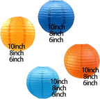 12pcs Orange and Blue Paper Lanterns,Hanging Paper Lanterns for Bridal Shower Rustic Boho Birthday Wedding Home Decor Party Decoration