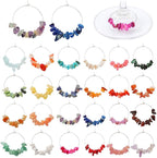 Pride & Par 24 Pcs Nature Gemstone Beads Glass Charms for Stem Glasses, Wine Glass Decoration for Weddings, Parties