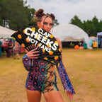 Kandies World UV Reactive Custom Festival Folding Hand Fan - Unique Designs, Bamboo, Clacking Sound, Lightweight - Perfect Rave and Festival Accessory! (Clap cheeks not fan)