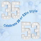 Marquee Numbers Large 53rd-Birthday Decorations: 4ft Light Up Number Party Decor 53 Year Old Women And Men 35th Birthday Decoration Backdrop Anniversary Cardboard Big Mosaic Balloon Frame Number 53