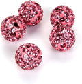 25pcs Adabele Grade A Suncatcher Crystal Rhinestone Pave Loose Beads 10mm Rose Pink Polymer Clay Disco Ball Spacers Compatible with Shamballa All Craft Jewelry Making DB10-3