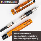 Conklin Duragraph Fountain Pen Amber - Extra Fine Nib, Precision Writing Instrument with Warm Amber Finish