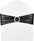 100 Pcs Chair Sashes Sequin Stretch Chair Bands Spandex Polyester Bows for Party Hotel Wedding Banquets Decoration - Black