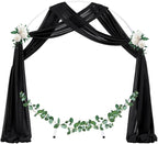 Socomi Wedding Arch Draping Fabric 2 Panels 29" x 18Ft Black Sheer Curtain Drapes 6 Yards for Wedding Baby Shower Ceremony Birthday Party Decoration
