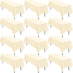 12 Pack 60 x 102 Inch Rectangle Tablecloth, Beige Tablecloth for 6 Feet Rectangle Tables, Stain and Wrinkle Resistant Washable Fabric Table Cloth for Wedding Dining Table Buffet Parties Camping