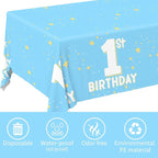 Gatherfun Baby Blue Party Supplies Set: 1st Birthday Decorations, Includes 2-Pack Baby Boy -Themed Tablecloths for First Birthday Decorations, Disposable Table Covers 54 x 108 Inch