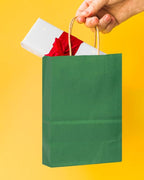 qiqee 24 Pcs Deep Green Mini Paper Gift Bags with Handles 6"x4.5"x2.5" Small Brown Kraft Party Favor Bags Treat Bags Multiple Uses (Mini size)
