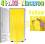 4 Pack Macaron Yellow Foil Fringe Curtain Backdrop, 3.28Ft x 8.2Ft Metallic Tinsel Foil Fringe Streamer Curtains for Photo Booth, Birthday, Wedding, New Year’s, Christmas Decoration Party Supplies