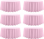 Round Tablecloth 120 Inch 6 Pack Pink Tablecloths Washable Decorative Linen Polyester Table Clothes Cover for Dining Table Banquets Buffet Parties and Wedding