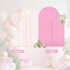 WEERRW Pink Arch Backdrop Cover Set of 2 Spandex Fitted Round Top Chiara Backdrop Stand Stretchy Wedding Covering for Event Birthday Party Banquet Decoration (6FT, 7.2FT)