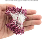 HAHIYO 700Pcs 3mm Dark Purple Pearl Double Head Flower Stamen Pistil - Handmade Artificial Pearlized Floral Pollen for Flower Making, Scrapbook Decoration
