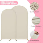 7.2FT Wedding Arch Covers Arch Backdrop Cover Arch Stand Covers Set Arch Cover Spandex Fabric Stretchy Backdrop for Wedding Birthday Party Decoration Baby Shower (Off-White)