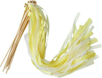 30pcs Lace Ribbon Stick Wands Christmas Birthday Party Streamers Wands Fairy Stick for Wedding Activities (Yellow+Lace)