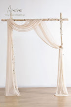 Floroom Wedding Arch Draping Fabric 2 Panels 20Ft Nude Chiffon Fabric Drapes Arbor Drapery Wedding Ceremony Reception Swag Decorations