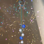 20inch Blue Evil Eye Hanging Crystals Suncatcher Ornament with Chakra Energy Crystal Ball Prism Pendant Rainbow Maker for Home Decor Protection