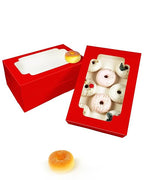 qiqee Auto-pop up Red Cookie Box with Window 12x8x2.5 inch 32 Packs Two Uses One Second Folding Pastry Biscuit Bakery Box for Packaging