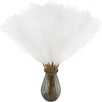 50pcs White Faux Pampas Grass Decor, 21.6" Short Artificial Pompous Grass Floral Fake Pompas Grass Branches Vase Filler Flower Arrangement for Home Wedding Boho Decor
