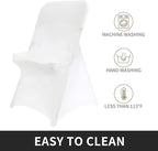Peomeise Stretch Spandex Folding Chair Cover for Wedding Party Dining Banquet Event (Ivory,6pcs)