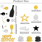 Black Gold Happy Birthday Confetti, Birthday Decorations Confetti Metallic Foil Table Scatter Decorations for Birthday Party, Baby Shower Decor for Boys Men, DIY Arts and Crafting