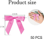 50Pcs Rose Red Twist Tie Bows for Gift Wrapping 2.5" Satin Ribbon Bow for Treat Bags Cake Balloons Birthday Party Favors Wedding Decorations
