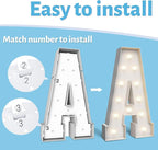 4FT Marquee Light Up Letters A,Party Decoration Large Marquee Light Up Letters with Weighted Water Bag,Pre-cut Foam Board Set Can Be Used for Birthdays,Weddings,Baby Anniversaries