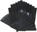 HUNANBANG 1 Dozen 12 Pieces Folding Hand Fans Church Wedding Gift, Party Favors, DIY Decoration Gift Size9 Wholesale 12pack (Black)