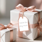 100Pcs Blank Gift Tags with String Attached Foil Rose Gold Frame Large White Paper Gift Tags Presents with 65 Ft Jute Twine for Birthday Wedding Baby Shower Graduation Gift Wrap Tag