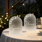 Frosted Arch Wedding Table Numbers 1-15 with Stands, 5x7 Inch Acrylic Arch Sign with Holder for Wedding Reception Table Centerpiece Decoration