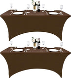 2-Pack 4ft Spandex Table Covers for Rectangular Folding Tables - Wrinkle Resistant Stretch Tight Table Cloths - Ultimate Fitted Table Protector for Parties, Banquet, and Wedding