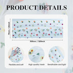 Artoid Mode Blue Embroidery Daisy Gauze Table Runner 120 Inch 10FT, Seasonal Sheer Kitchen Dining Holiday Wedding Birthday Table Decor for Home Party