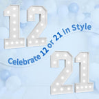 Marquee Numbers Large 12th-Birthday Decorations: 4ft Light Up Number Party Decor 21 Year Old Girl And Boy Birthday Decoration Backdrop 21 Anniversary Cardboard Big Mosaic Balloon Frame Number 12
