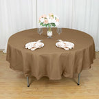 Efavormart Round Tablecloth, 90 Inch Stain & Wrinkle Resistant Washable Table Cloth, Decorative Polyester Fabric Table Cover for Banquet, Wedding, Dining- Taupe