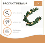 Green & Gold Magnolia Garland, 6ft Magnolia Leaf Christmas, Handmade Magnolia Christmas Decor with Faux Magnolia Leaves, Perfect Garland for Mantle & Holiday Decorations