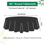 Biscaynebay Textured Fabric Round Tablecloths 60" for Round Tables diameters from 28" to 48", Natural Water Resistant Folding Table Covers Washable for Dining, Kitchen, Wedding, Parties etc