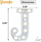 Pooqla Light Up Letters, LED Marquee Letters for Silver Birthday Decorations, Battery Powered Night Light Teenager Girl Room Decor, Gift for Girls Boys Wedding Bedroom Christmas Party Decor, Letter J