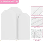 Fomcet Set of 3 Wedding Arch Cover 6FT, 6.6FT, 7.2FT White 2-Sided Round Top Spandex Arch Backdrop Cover Fitted Fabric for Birthday Party Baby Shower Wedding Arch Stand Decoration