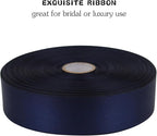 Deep Blue Solid Satin Ribbon 1 Inch 50 Yards Solid Polyester Fabric Ribbon for Gift Wrapping Wedding Christmas Baby Shower Birthday Party Decoration Handmade Immortal Flower Craft