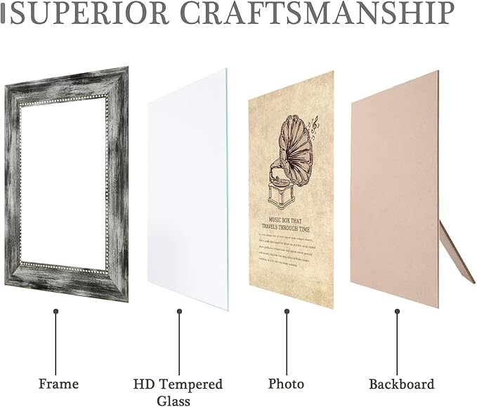 8x10 Picture Frames Set of 4 Vintage Photo Frame, Rustic Retro Photo Frame with Real Glass,Decorative Art Wall Mount and Tabletop Display Family Friends Wedding Gift