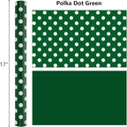 Burymento Green and White Dots Wrapping Paper, Reversible Pink Gift Wrap for Birthday, Valentines, Mothers day, Graduation, Wedding, Fathers day, Baby Shower, Christmas (17in x 32.8ft)